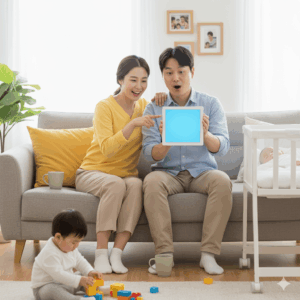 육아휴직을 확인하는 부모