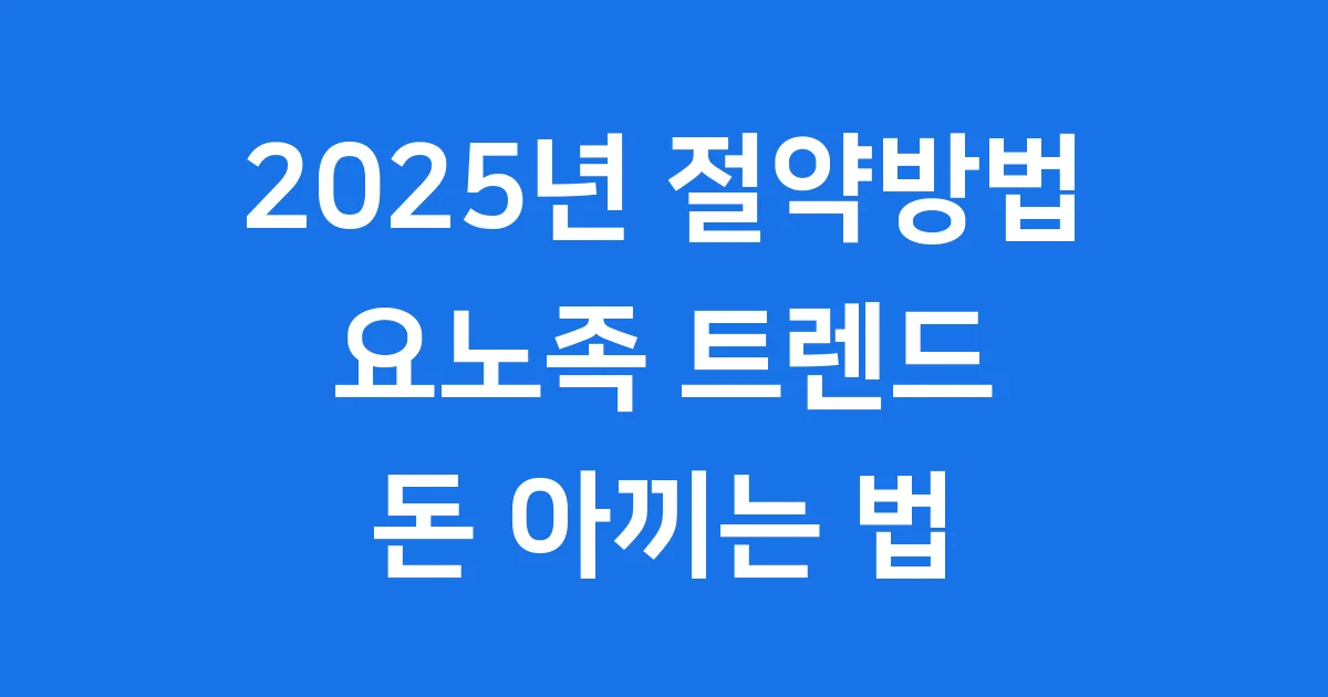 2025년 절약방법 요노족 트렌드 돈 아끼는 법